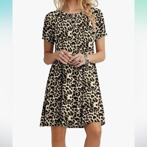Leopard Print Short Sleeve Dress